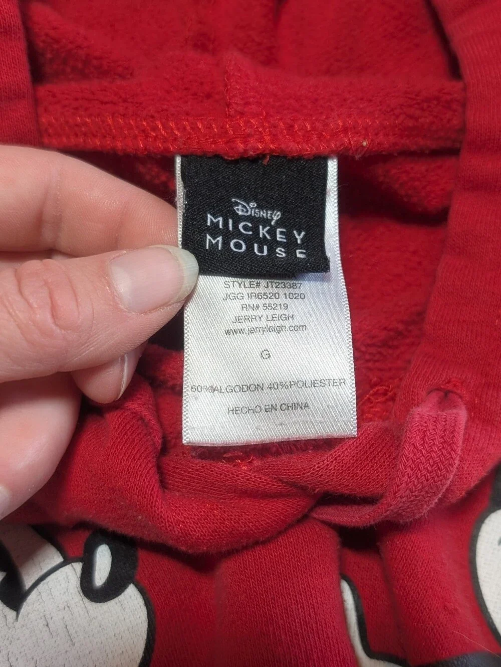 Disney Mickey Mouse Red Graphic Print Pullover Hoodie Teens/Kids Size Large